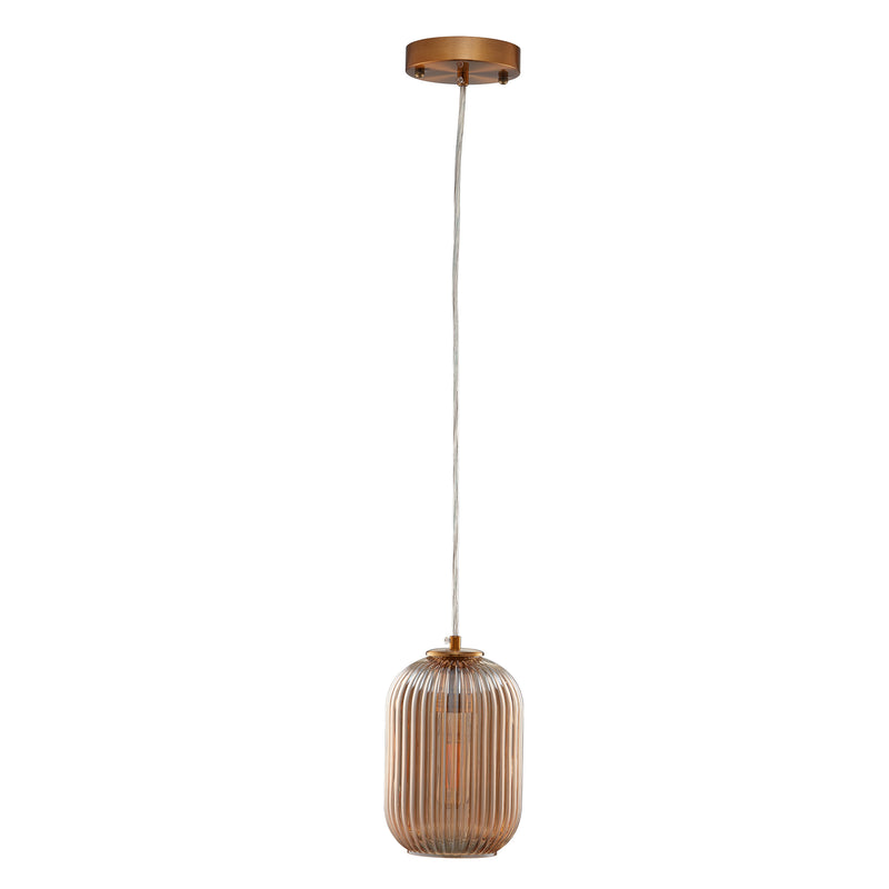 Carro USA CIRCULUS LITTLE Amber Ribbed Glass Indoor & Outdoor Pendant Light