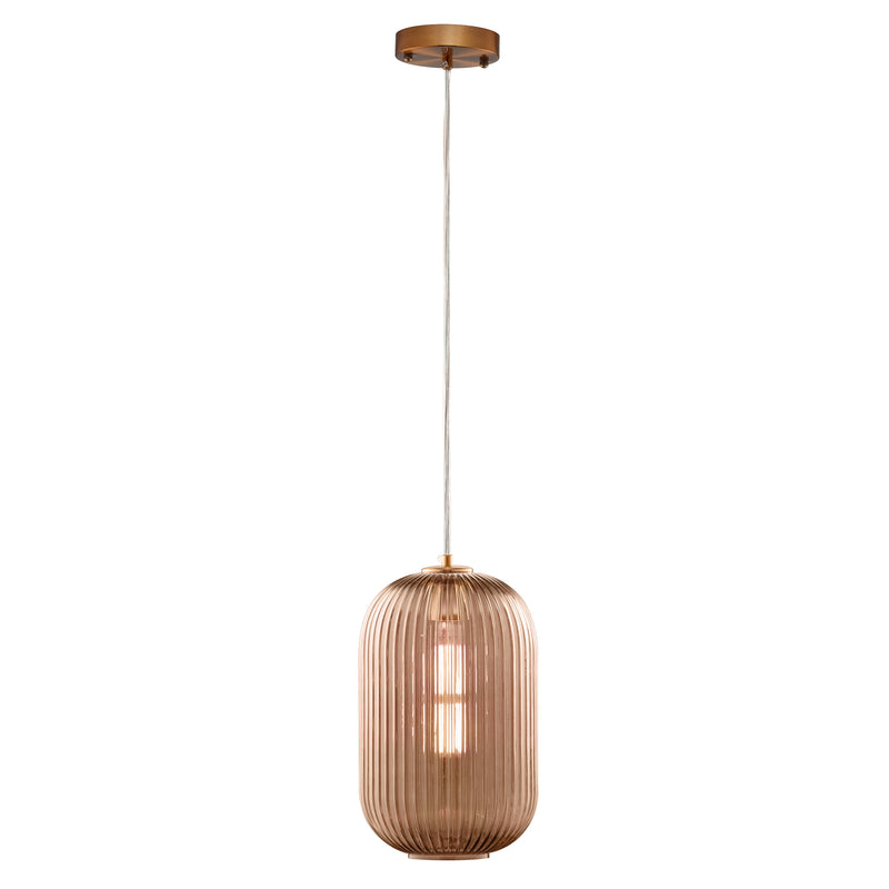 Carro USA CIRCULUS Champagne Ribbed Glass Indoor & Outdoor Pendant Light