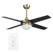 Carro NEVA 48 inch 4-Blade Smart Ceiling Fan with LED Light Kit & Smart Wall Switch - Gold/Black