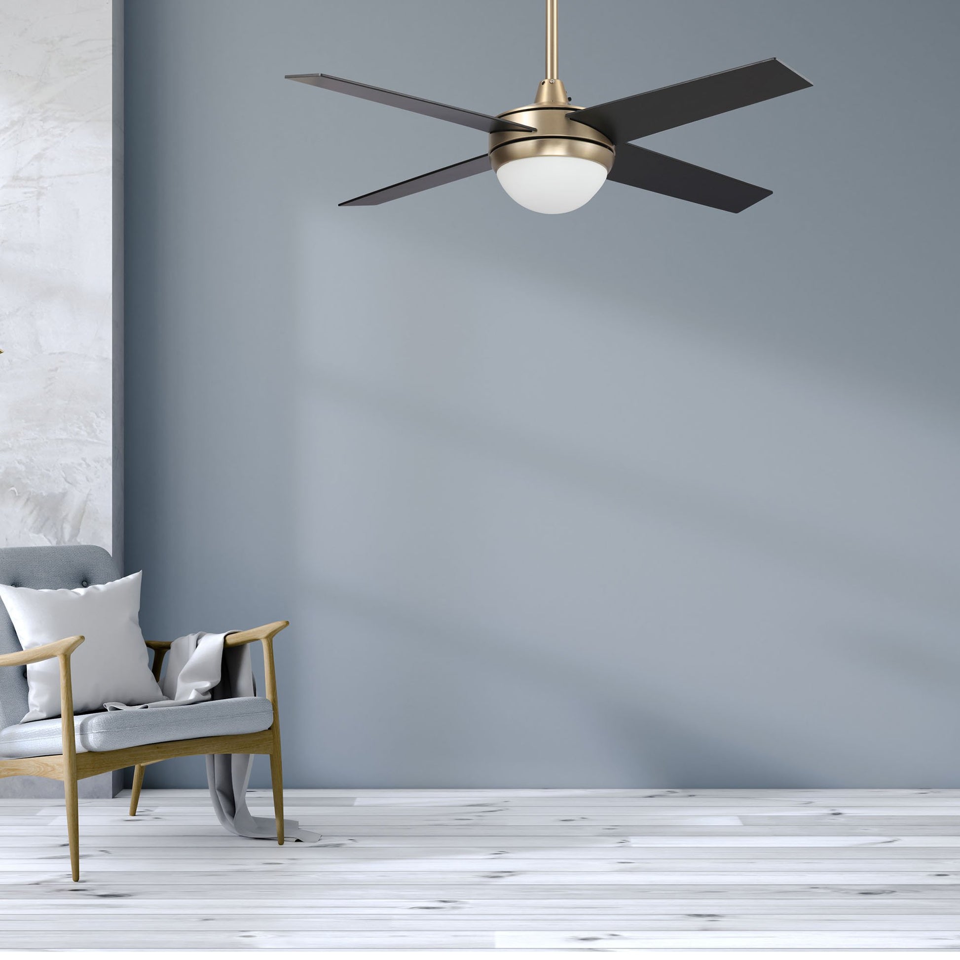 Carro NEVA 48 inch 4-Blade Smart Ceiling Fan with LED Light Kit & Smart Wall Switch - Gold/Black