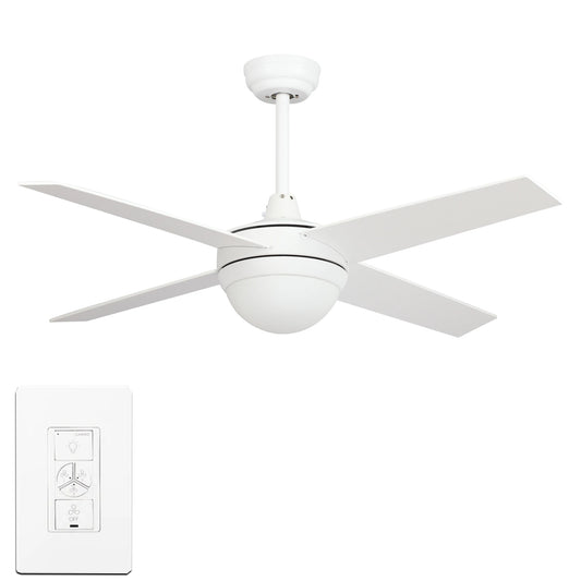 Carro NEVA 48 inch 4-Blade Smart Ceiling Fan with LED Light Kit & Smart Wall Switch - White/White