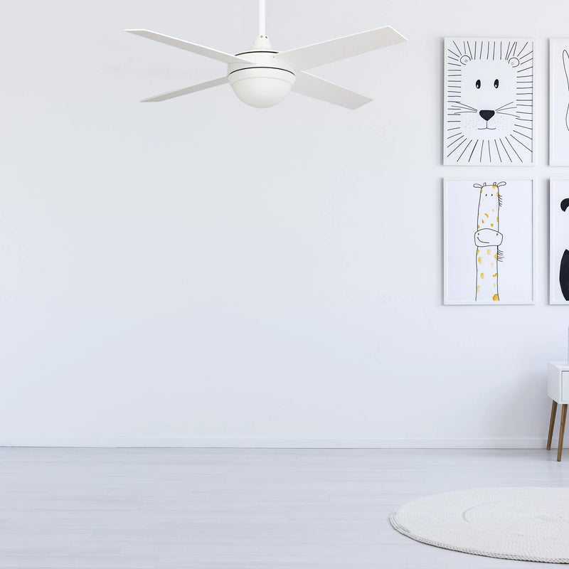 Carro NEVA 48 inch 4-Blade Smart Ceiling Fan with LED Light Kit & Smart Wall Switch - White/White