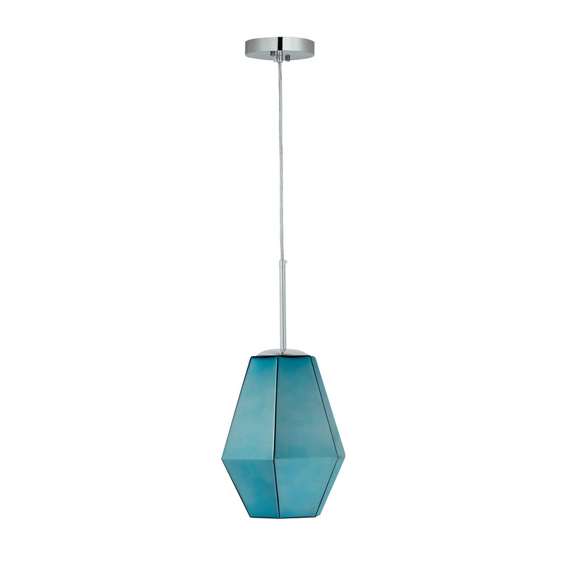Carro Home Stier Jewel Tone Glass Pendant Light - London Blue Topaz Adjustable Height