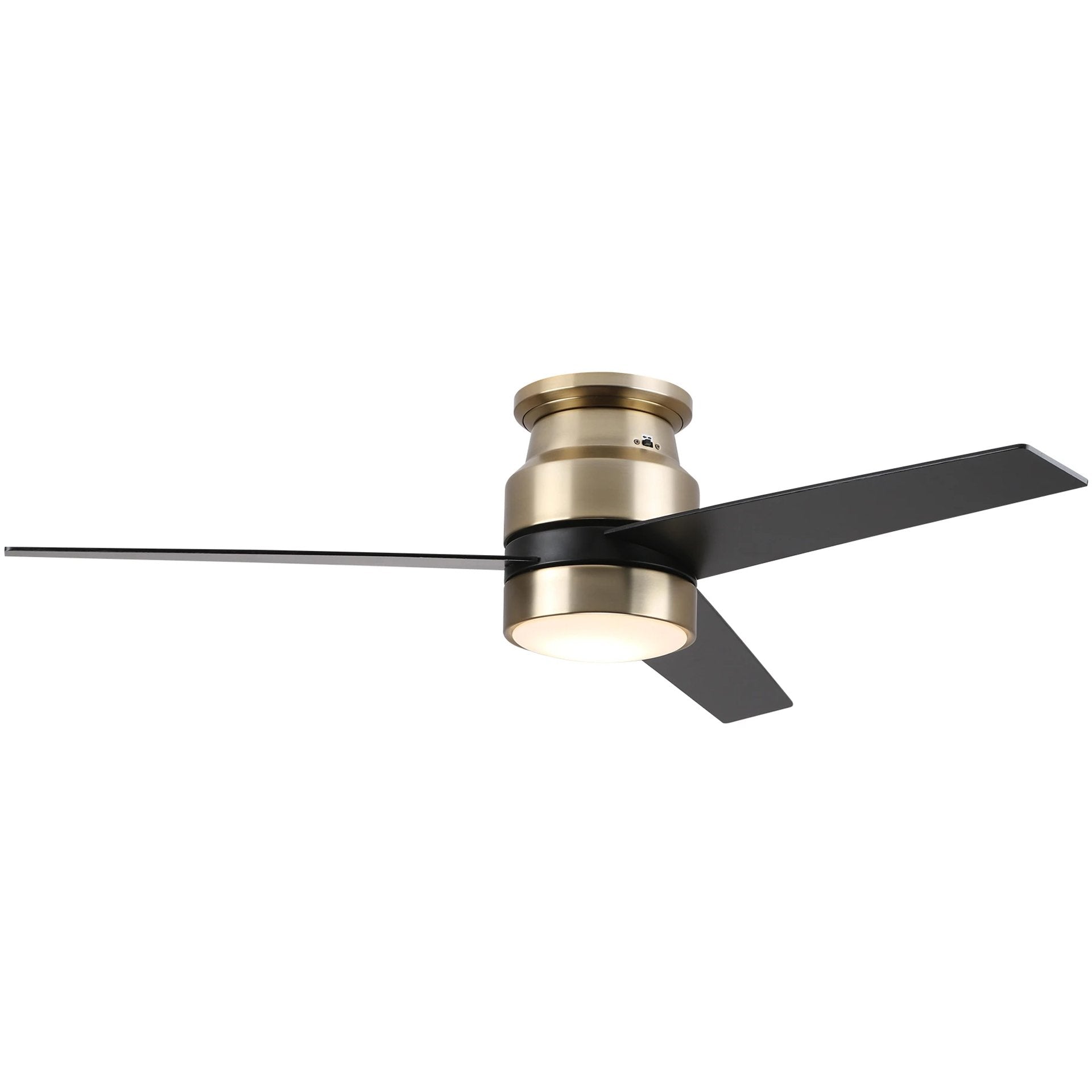 Carro Home RAIDEN 52 inch 3-Blade Flush Mount Smart Ceiling Fan with LED Light Kit & Smart Wall Switch  - Gold/Black fan blades