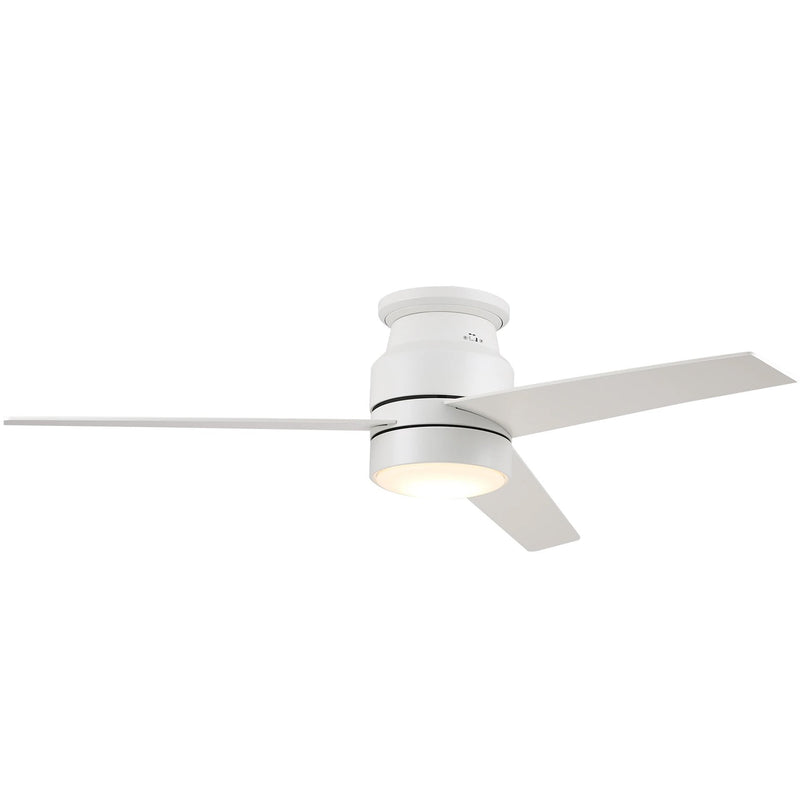 Carro RAIDEN 52 inch 3-Blade Flush Mount Smart Ceiling Fan with LED Light Kit & Smart Wall Switch - White/White fan blades