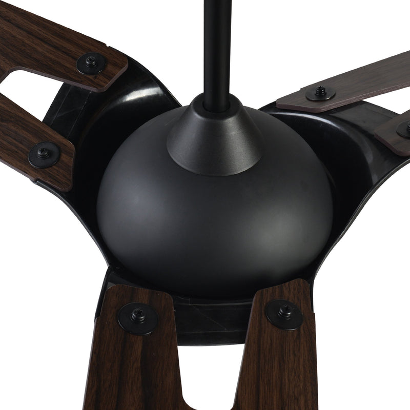 Carro USA HOFFEN 52 inch 3-Blade Smart Ceiling Fan with LED Light Kit & Remote - Black/Dark Wood Pattern fan blades