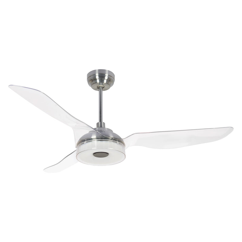 Carro FLETCHER 52 inch 3-Blade Smart Ceiling Fan with LED Light Kit & Remote - Silver/Clear