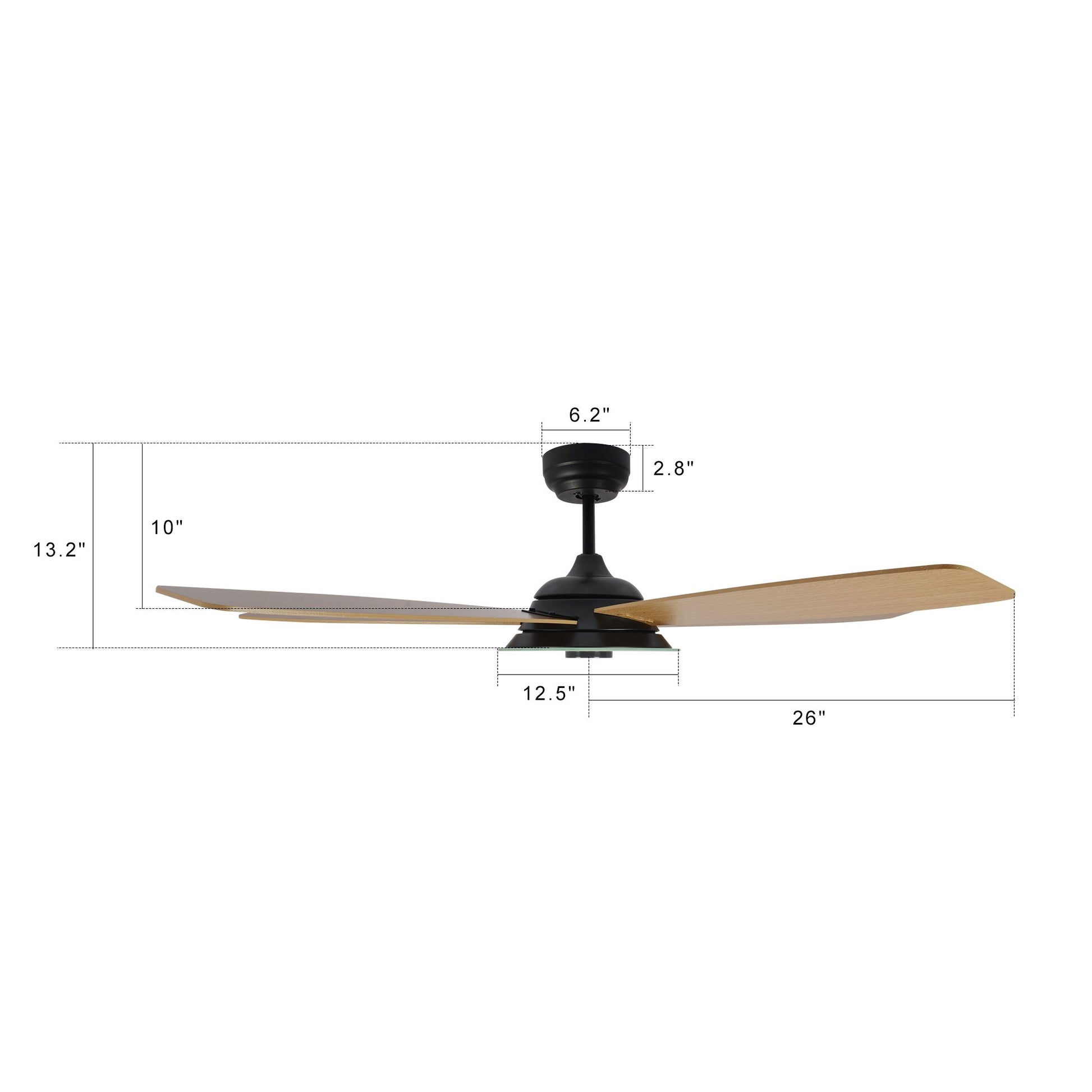 Carro JOURNEY 52 inch 5-Blade Smart Ceiling Fan with LED Light Kit & Remote - Black/Fine Wood Grain fan blades