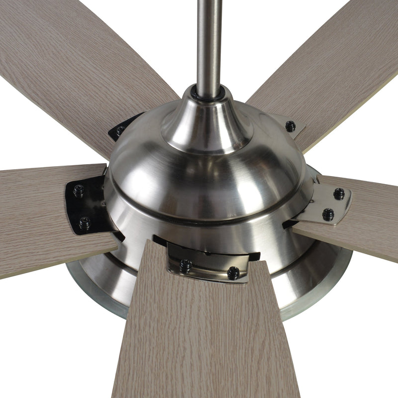 Carro USA JOURNEY 52 inch 5-Blade Smart Ceiling Fan with LED Light Kit & Remote - Silver/Light Wood fan blades