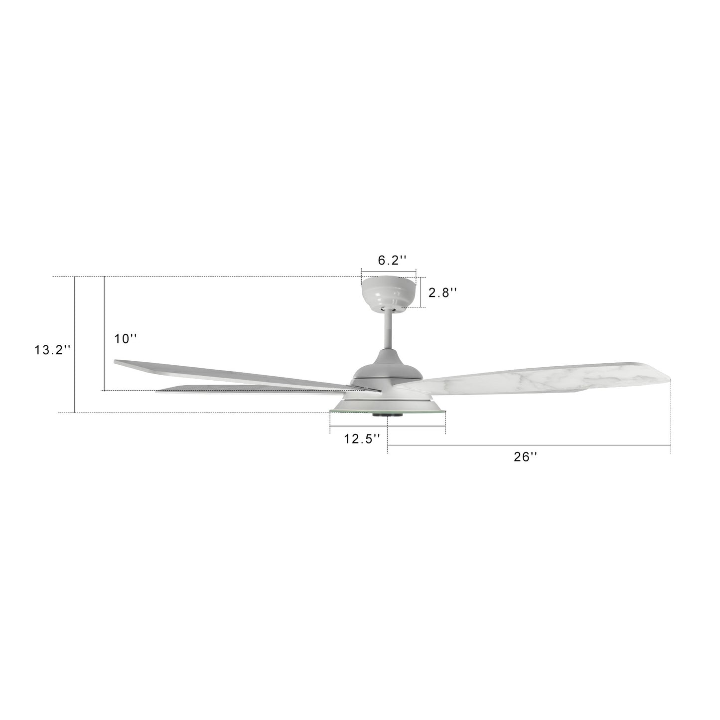 Carro USA JOURNEY 52 inch 5-Blade Smart Ceiling Fan with LED Light Kit & Remote - White/Marble Pattern fan blades