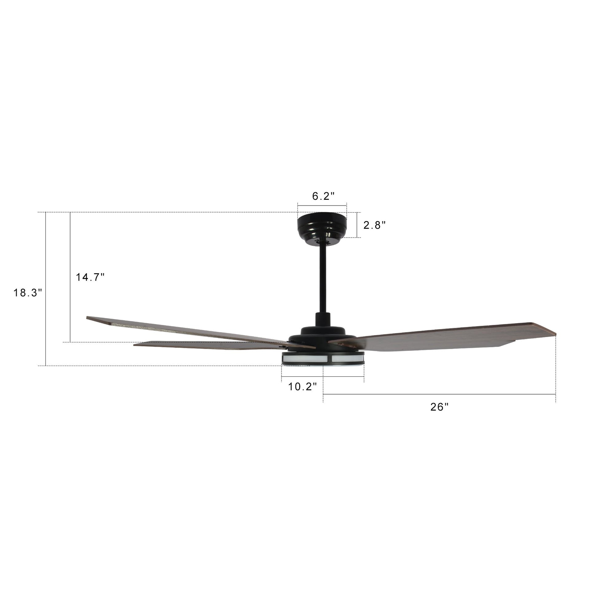 Carro ELIRA 52 inch 5-Blade Smart Ceiling Fan with LED Light Kit & Remote - Black/Dark Wood