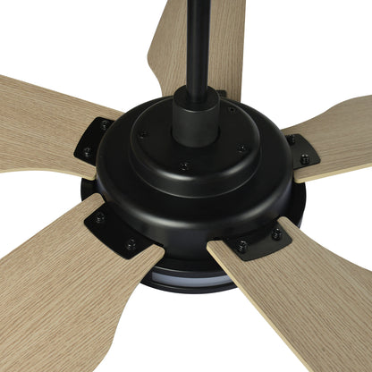 Carro ELIRA 52 inch 5-Blade Smart Ceiling Fan with LED Light Kit & Remote - Black/Light Wood Grain