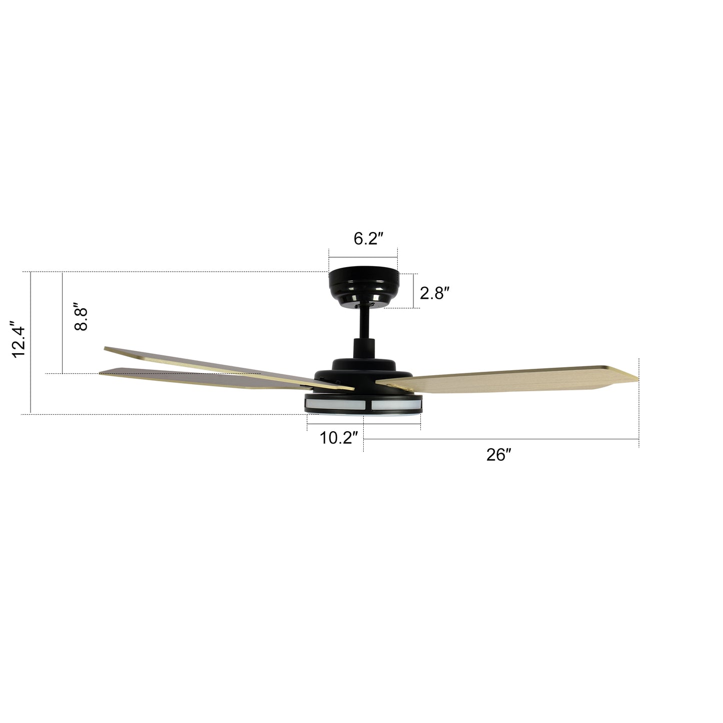 Carro ELIRA 52 inch 5-Blade Smart Ceiling Fan with LED Light Kit & Remote - Black/Light Wood Grain