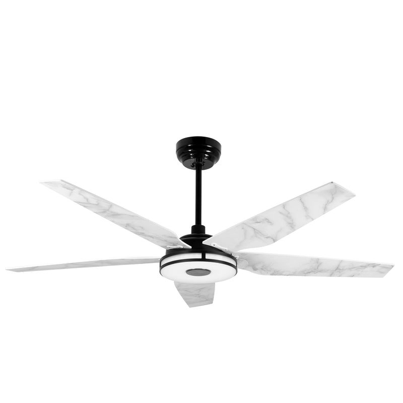 Carro ELIRA 52 inch 5-Blade Smart Ceiling Fan with LED Light Kit & Remote - Black/Marble Pattern
