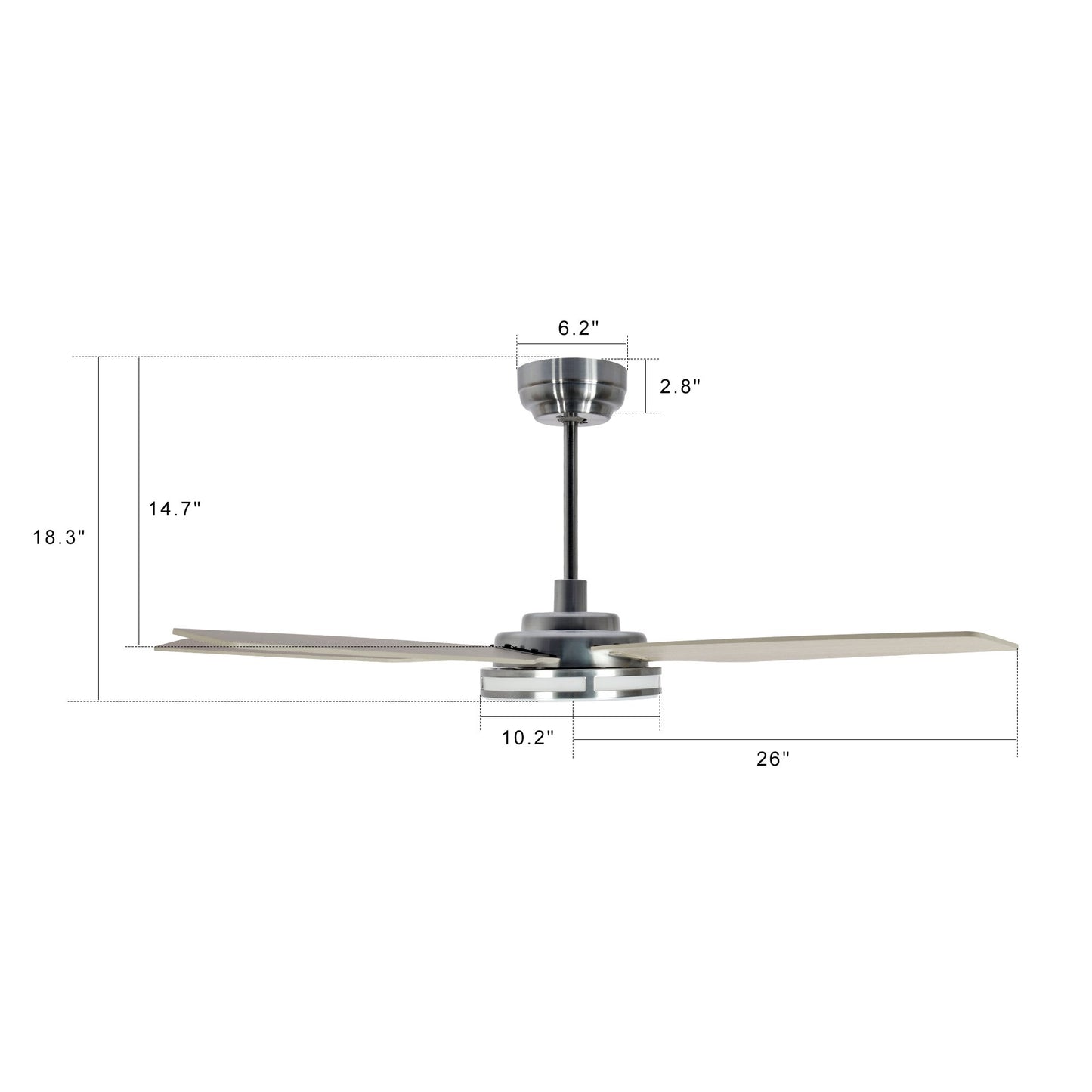 Carro ELIRA 52 inch 5-Blade Smart Ceiling Fan with LED Light Kit & Remote - Silver/Light Wood