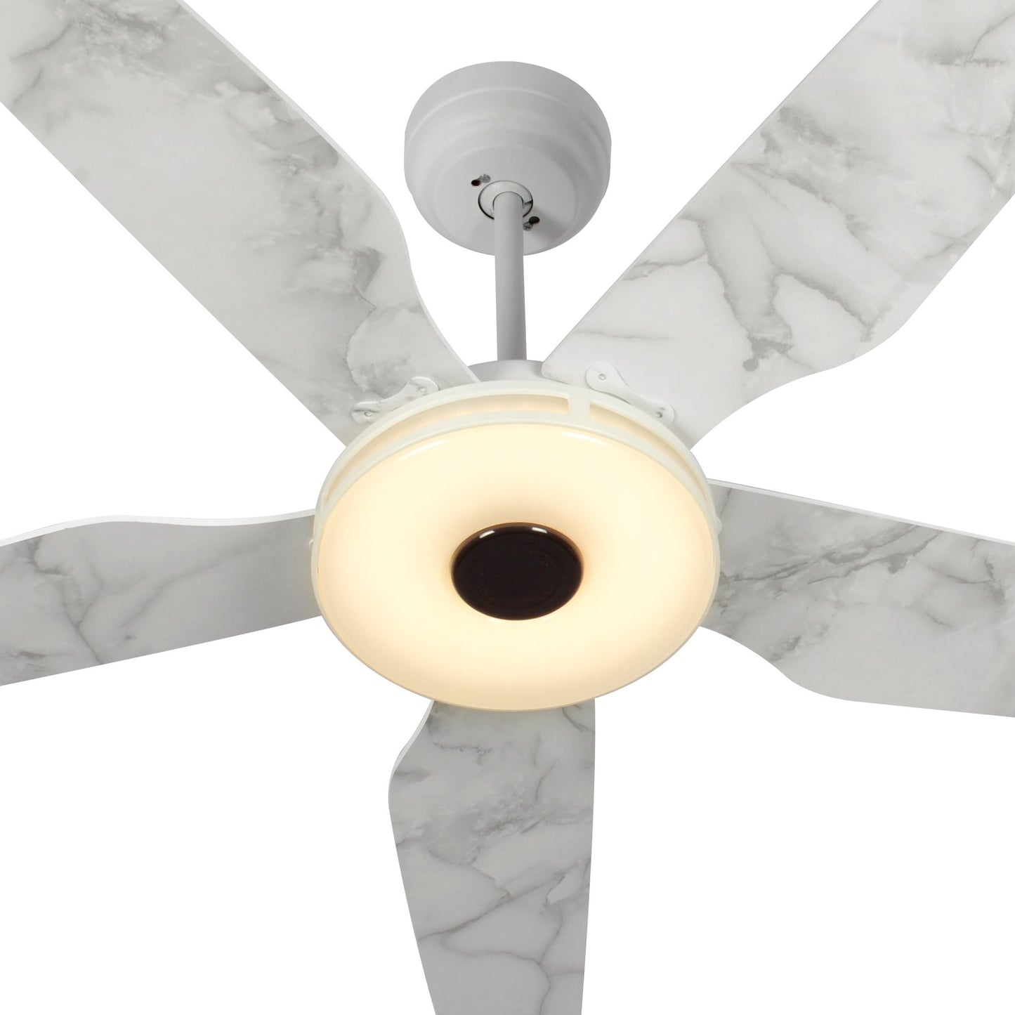 Carro ELIRA 52 inch 5-Blade Smart Ceiling Fan with LED Light Kit & Remote - White/Marble Pattern