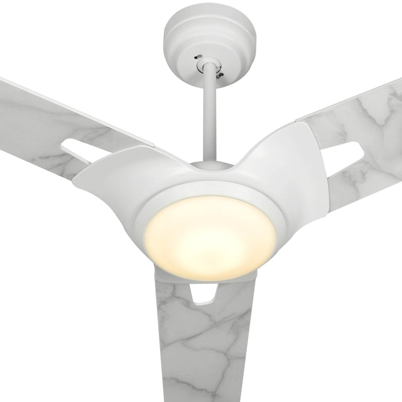 Carro Home HOFFEN 56 inch 3-Blade Smart Ceiling Fan with LED Light Kit & Remote - White/Marble Pattern fan blades