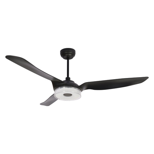 Carro FLETCHER 56 inch 3-Blade Smart Ceiling Fan with LED Light Kit & Remote - Black/Black