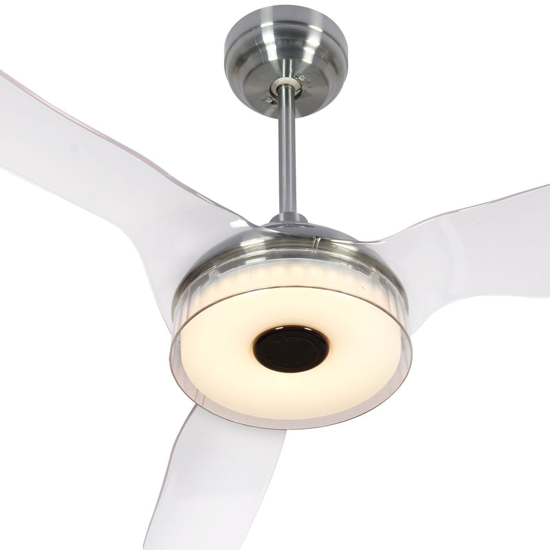 Carro FLETCHER 56 inch 3-Blade Smart Ceiling Fan with LED Light Kit & Remote - Silver/Clear