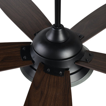 Carro USA JOURNEY 56 inch 5-Blade Smart Ceiling Fan with LED Light Kit & Remote - Black/Dark Wood Grain fan blades