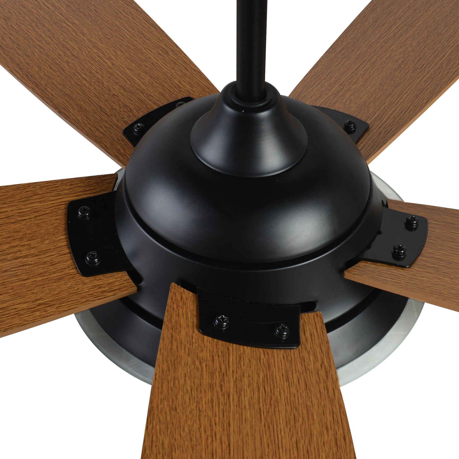 Carro USA JOURNEY 56 inch 5-Blade Smart Ceiling Fan with LED Light Kit & Remote - Black/Fine Wood Grain fan blades