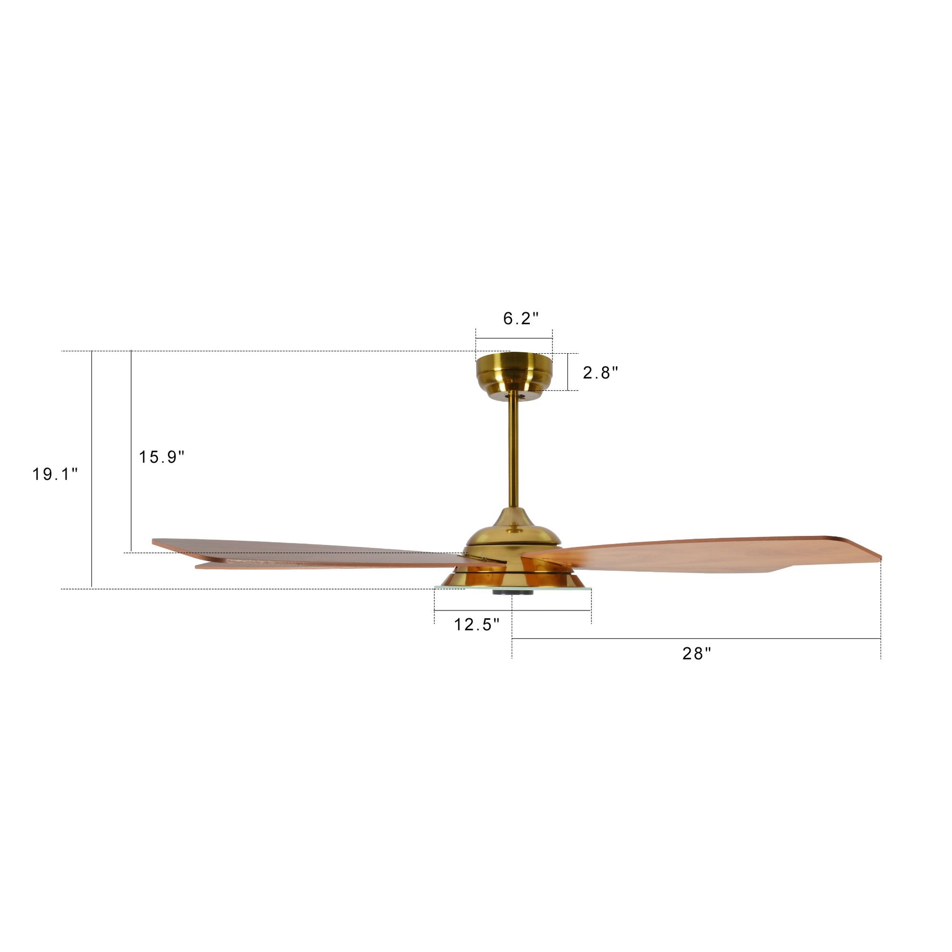 Carro USA JOURNEY 56 inch 5-Blade Smart Ceiling Fan with LED Light Kit & Remote - Gold/Wood Pattern fan blades