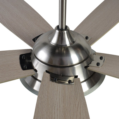 Carro USA JOURNEY 56 inch 5-Blade Smart Ceiling Fan with LED Light Kit & Remote - Silver/Light Wood fan blades