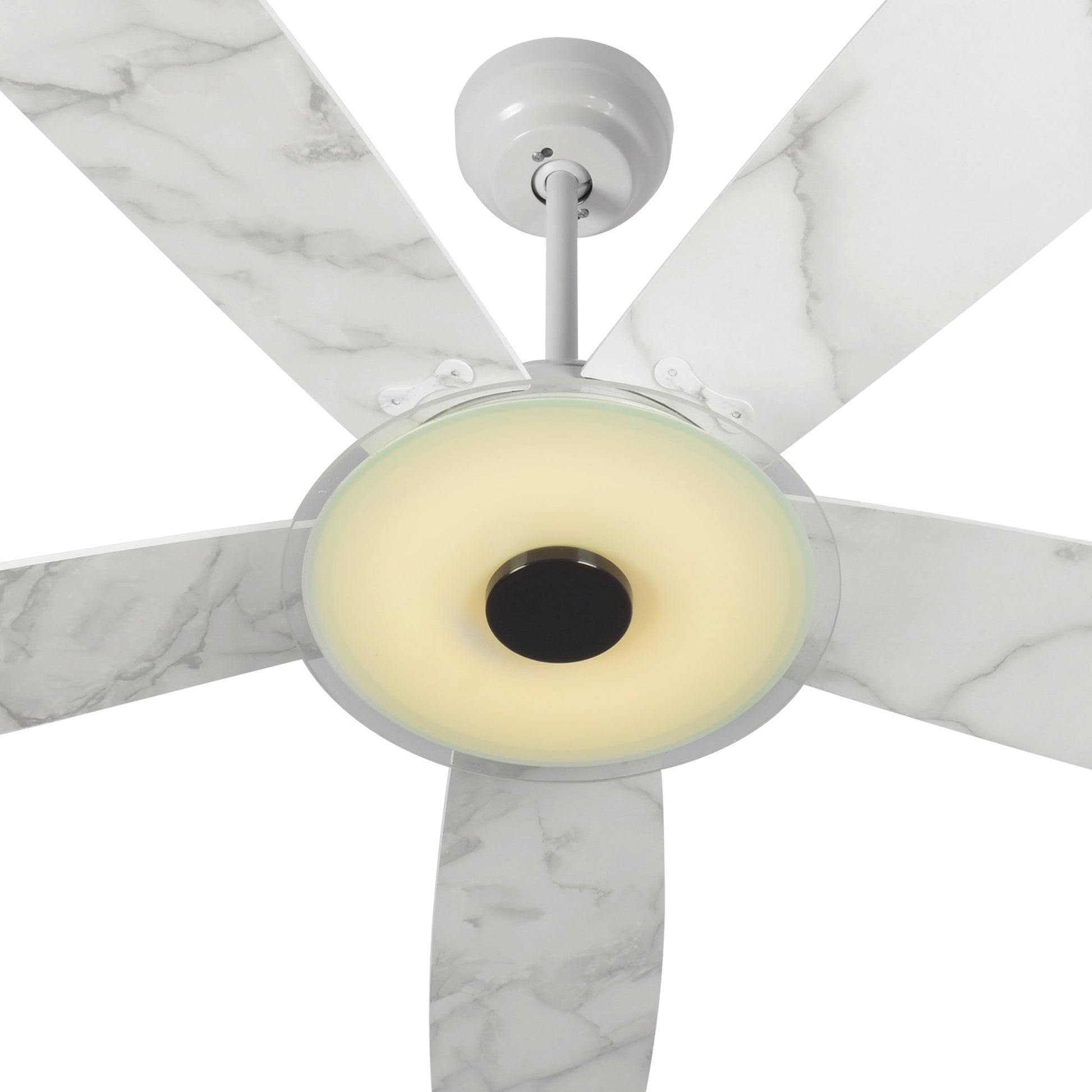 Carro USA JOURNEY 56 inch 5-Blade Smart Ceiling Fan with LED Light Kit & Remote - White/Marble Pattern fan blades