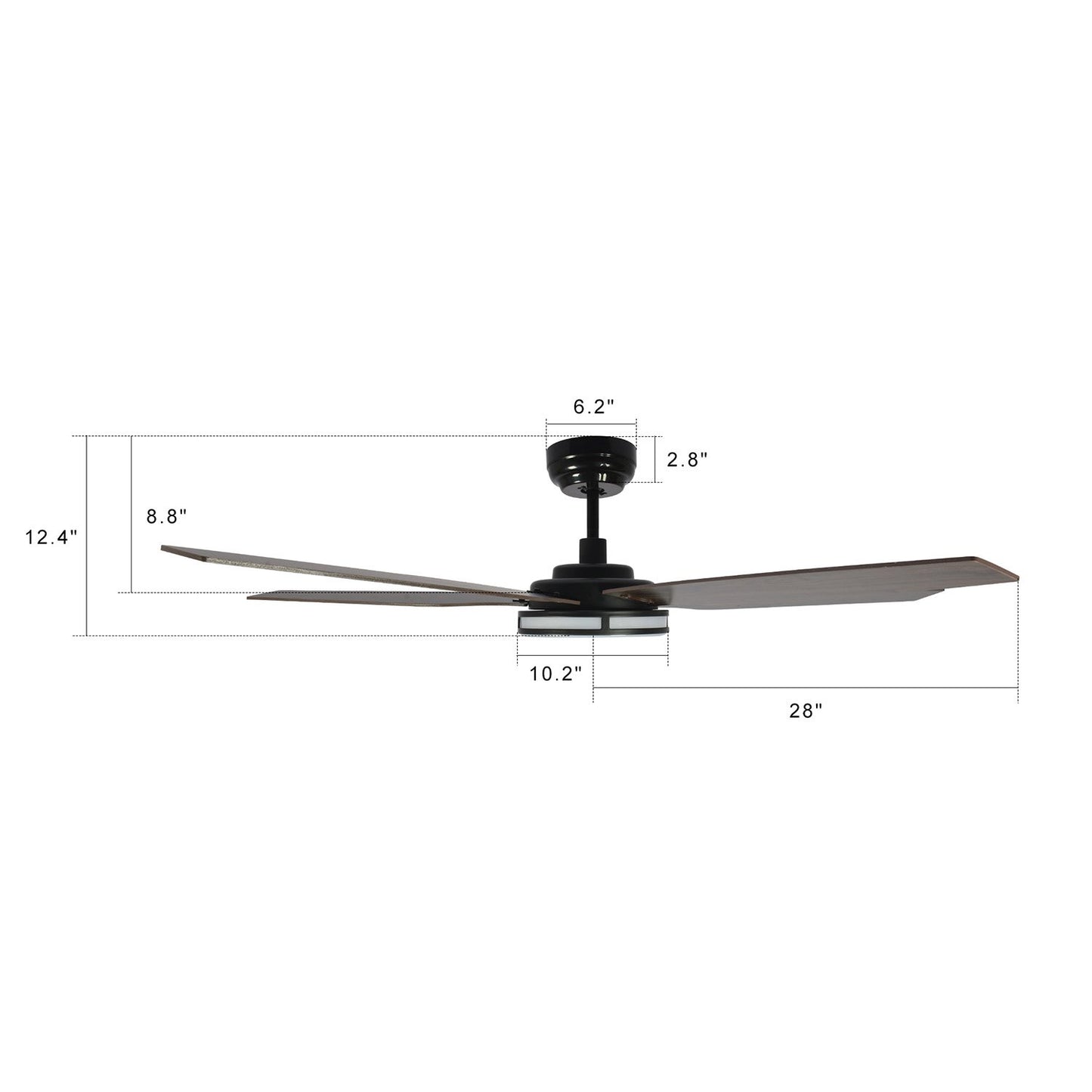 Carro ELIRA 56 inch 5-Blade Smart Ceiling Fan with LED Light Kit & Remote - Black/Dark Wood Fan Blades