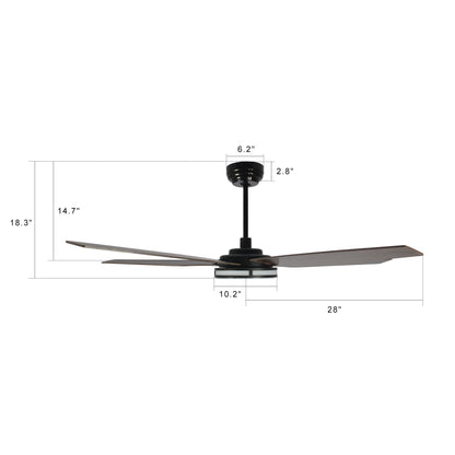 Carro ELIRA 56 inch 5-Blade Smart Ceiling Fan with LED Light Kit & Remote - Black/Dark Wood Fan Blades