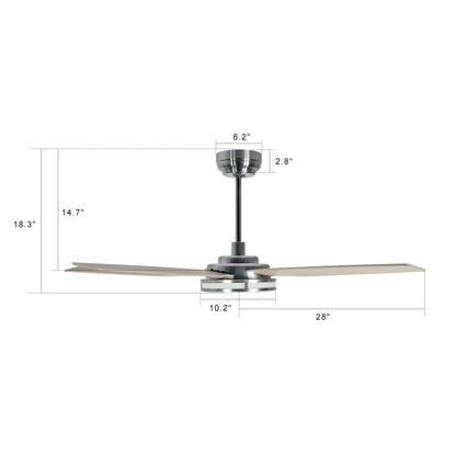 Carro ELIRA 56 inch 5-Blade Smart Ceiling Fan with LED Light Kit & Remote - Silver/Light Wood Fan Blades