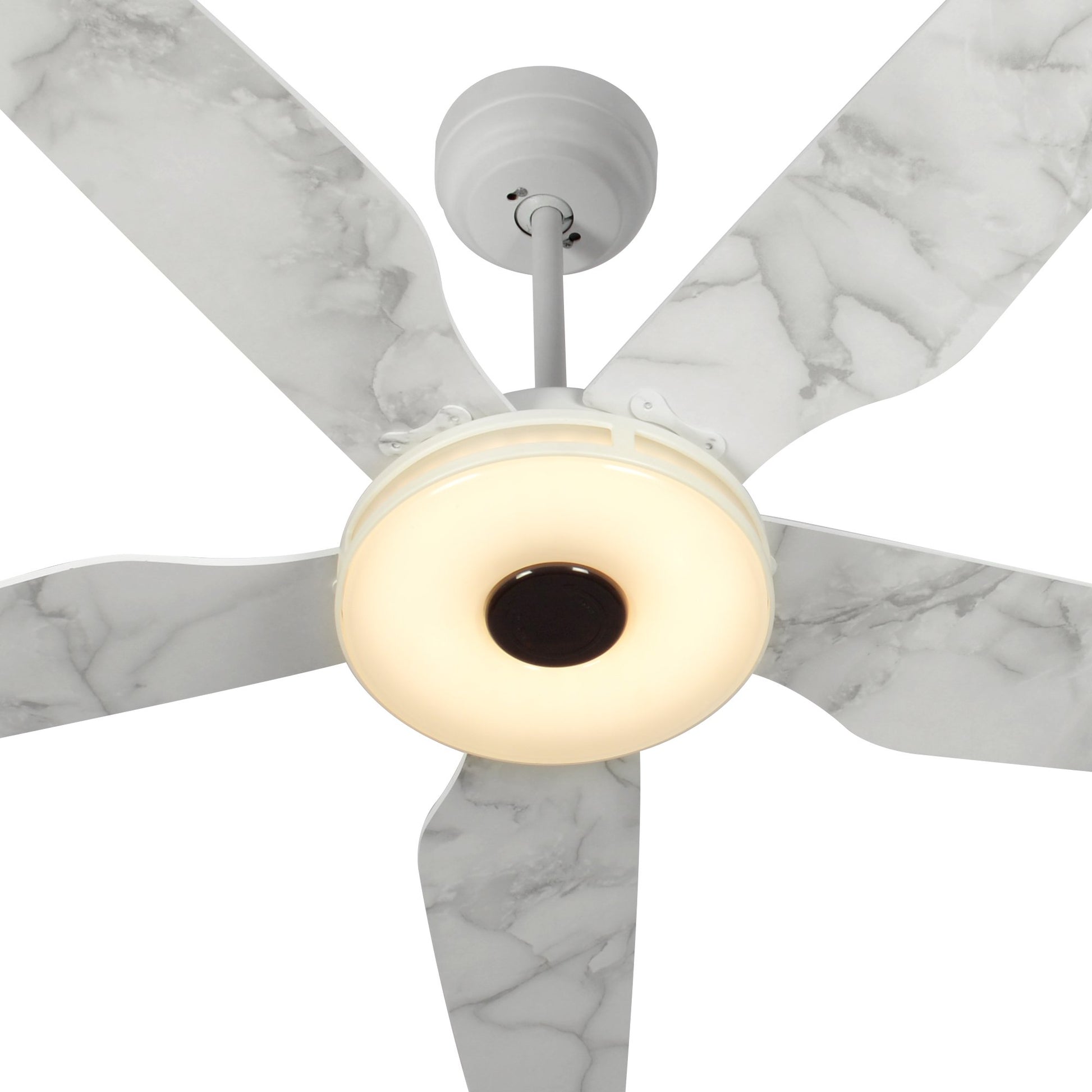 Carro ELIRA 56 inch 5-Blade Smart Ceiling Fan with LED Light Kit & Remote - White/Marble Pattern Fan Blades