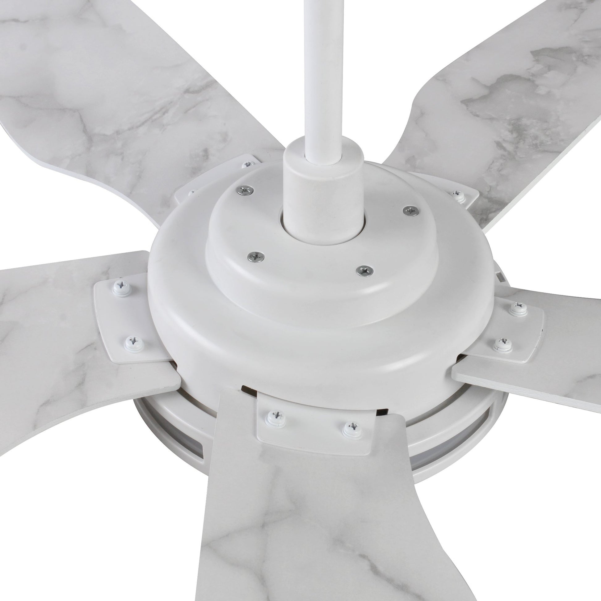 Carro ELIRA 56 inch 5-Blade Smart Ceiling Fan with LED Light Kit & Remote - White/Marble Pattern Fan Blades