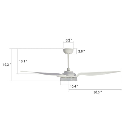 Carro FLETCHER 60 inch 3-Blade Smart Ceiling Fan with LED Light Kit & Remote - White/White