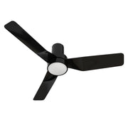 Carro PORTER 44 inch 3-Blade Flush Mount Smart Ceiling Fan with LED Light Kit & Remote- Black/Black