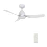 Carro Home ROQUE 44 inch 3-Blade Smart Ceiling Fan with LED Light Kit & Remote - White/White