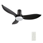 Carro RYNA 45 inch 3-Blade Flush Mount Smart Ceiling Fan with LED Light Kit & Remote- Black/Black