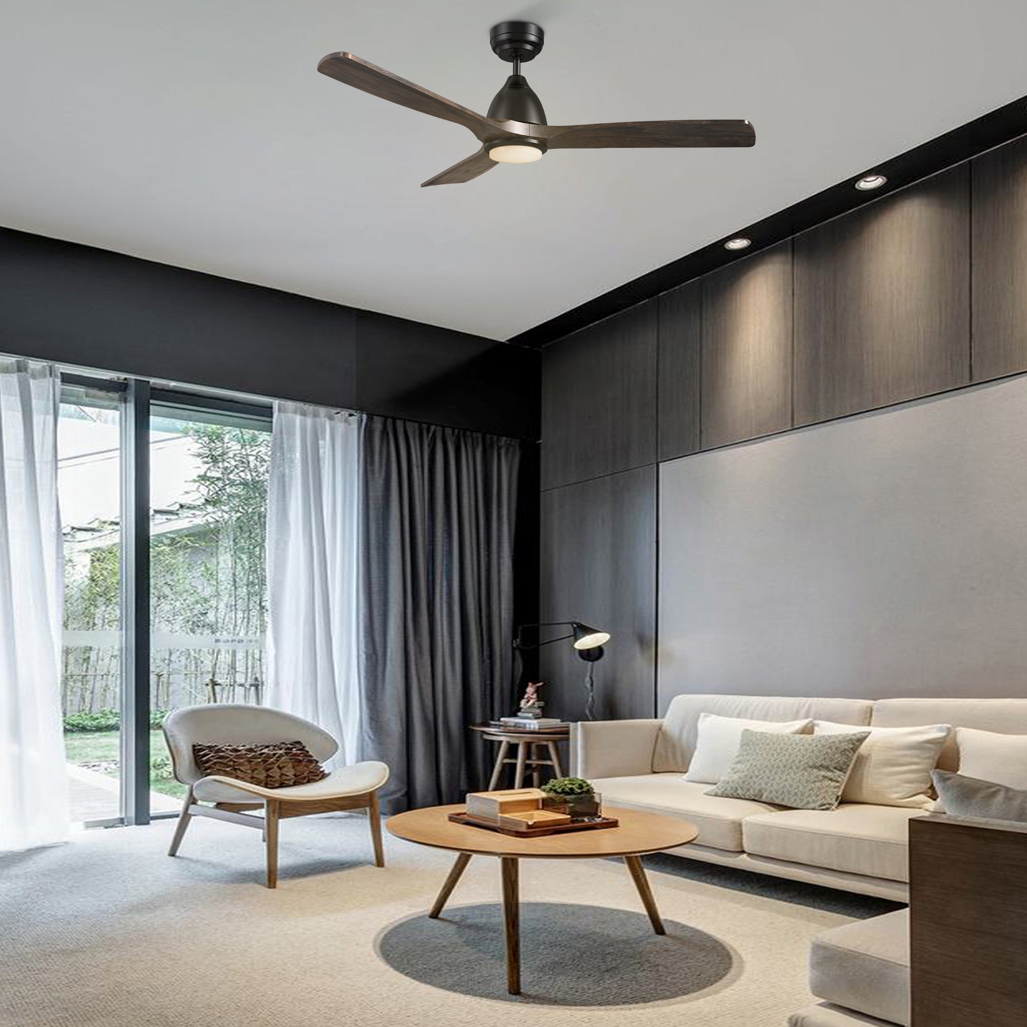 AKRON 48 inch 3-Blade Smart Ceiling Fan with LED Light
