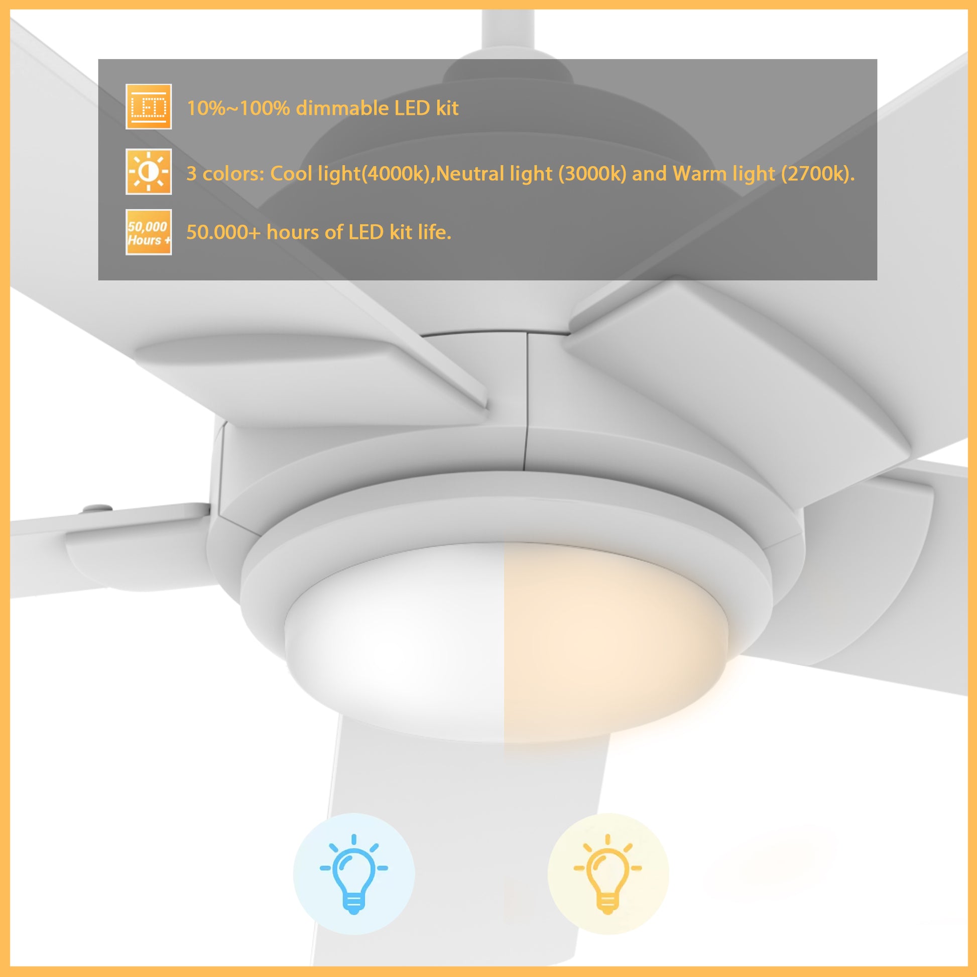 Carro ASCENDER 48 inch 5-Blade Smart Ceiling Fan with LED Light & Remote Control - White/White