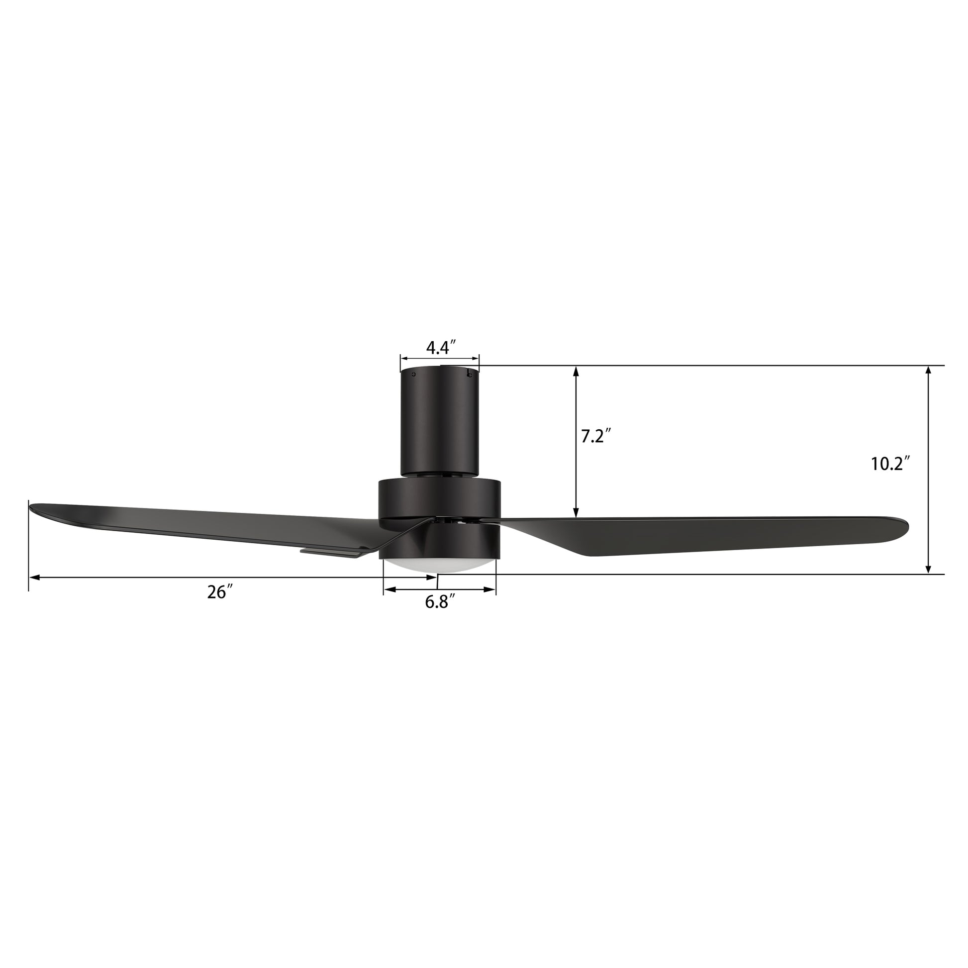 Carro MADRID 52 inch 3-Blade Flush Mount Smart Ceiling Fan with LED Light Kit & Remote- Black/Black