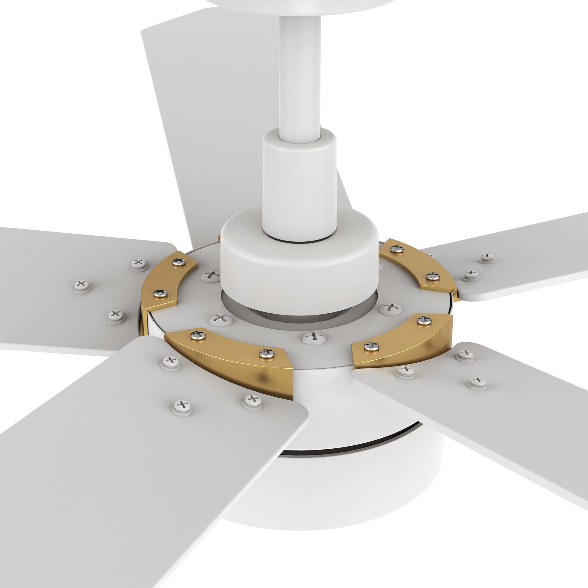 Carro TARRASA 52 inch 5-Blade Smart Ceiling Fan with LED Light Kit & Remote Control- White/White (Gold Details)