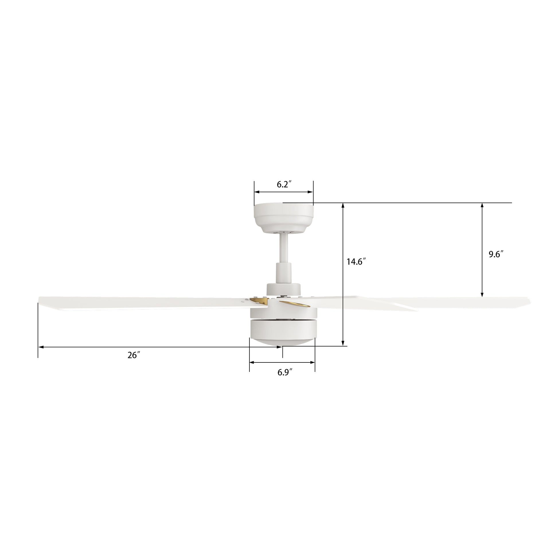 Carro TARRASA 52 inch 5-Blade Smart Ceiling Fan with LED Light Kit & Remote Control- White/White (Gold Details)