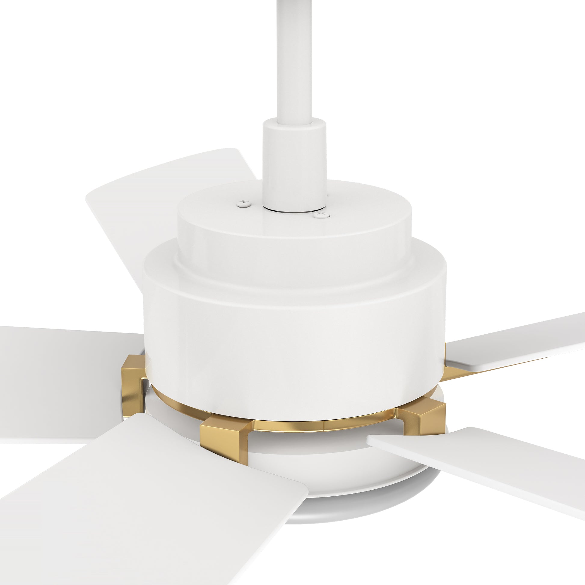 Carro OLINDA 52 inch 5-Blade Smart Ceiling Fan with LED Light Kit & Remote- White/White (Gold Detail)