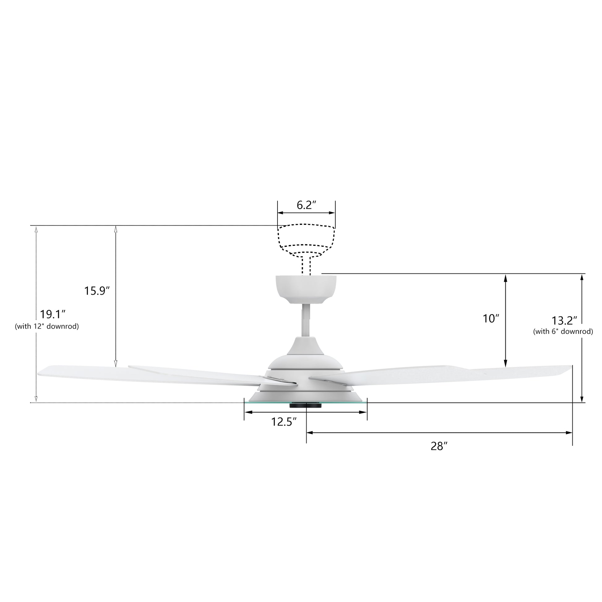 Carro Home JOURNEY 56 inch 5-Blade Smart Ceiling Fan with LED Light Kit & Remote - White/White Fan Blades