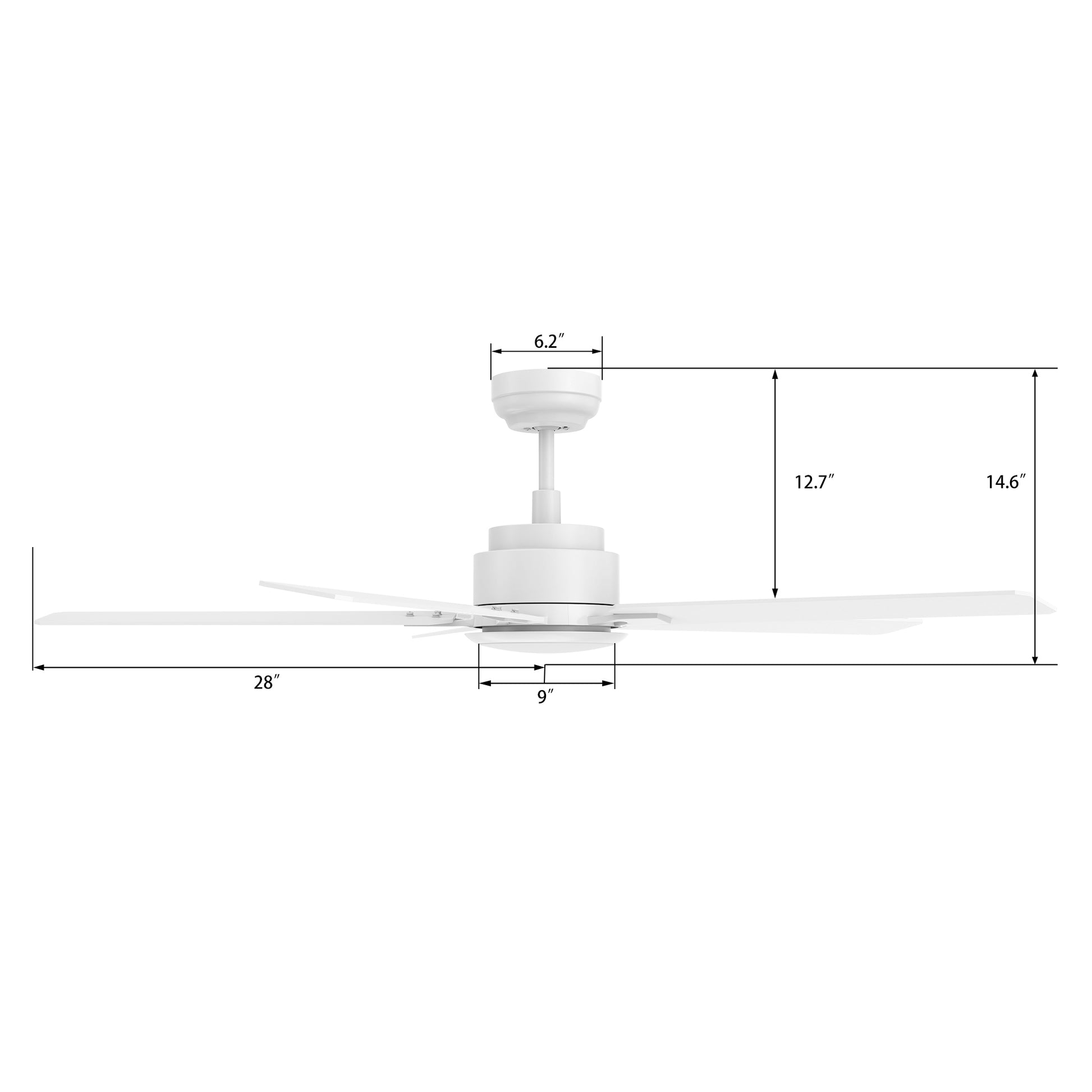Carro Home ESPEAR 56 inch 5-Blade Smart Ceiling Fan with LED Light Kit & Remote - White/White