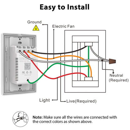 Carro MALTA Dimmable Light Smart Wall Switch For Ceiling Fans(1-Gang), Works with Amazon Alexa, Google Assistant, and Siri Shortcuts