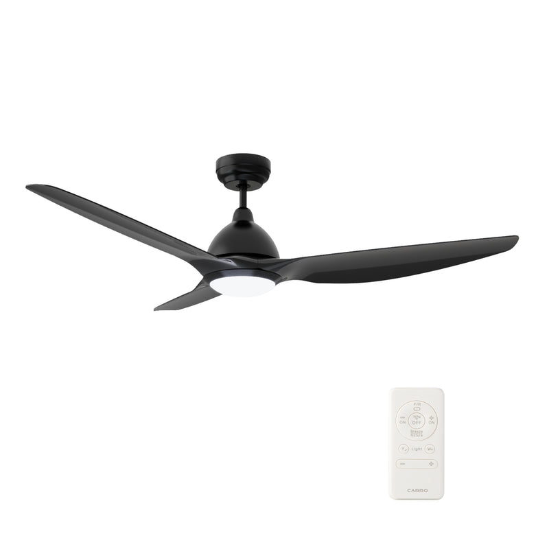 Carro CRANSTON 52 inch 3-Blade Smart Ceiling Fan with LED Light Kit & Remote - Black/Black