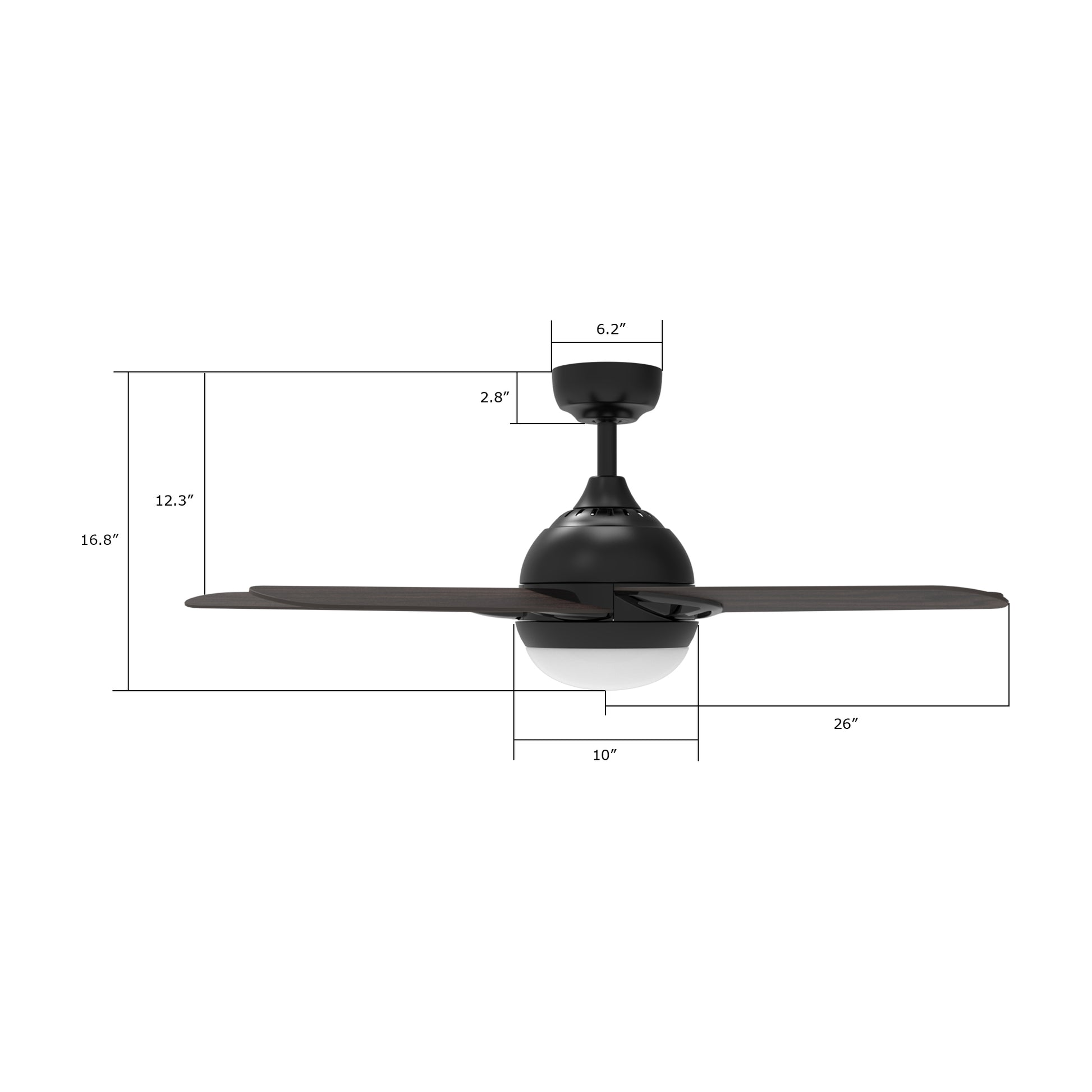 Carro USA SOLASTA 52 inch 5-Blade Smart Ceiling Fan with LED Light Kit & Remote - Black/Dark Wood fan blades