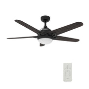 Carro USA SOLASTA 52 inch 5-Blade Smart Ceiling Fan with LED Light Kit & Remote - Black/Dark Wood fan blades
