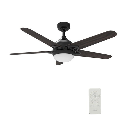 Carro USA SOLASTA 52 inch 5-Blade Smart Ceiling Fan with LED Light Kit & Remote - Black/Dark Wood fan blades